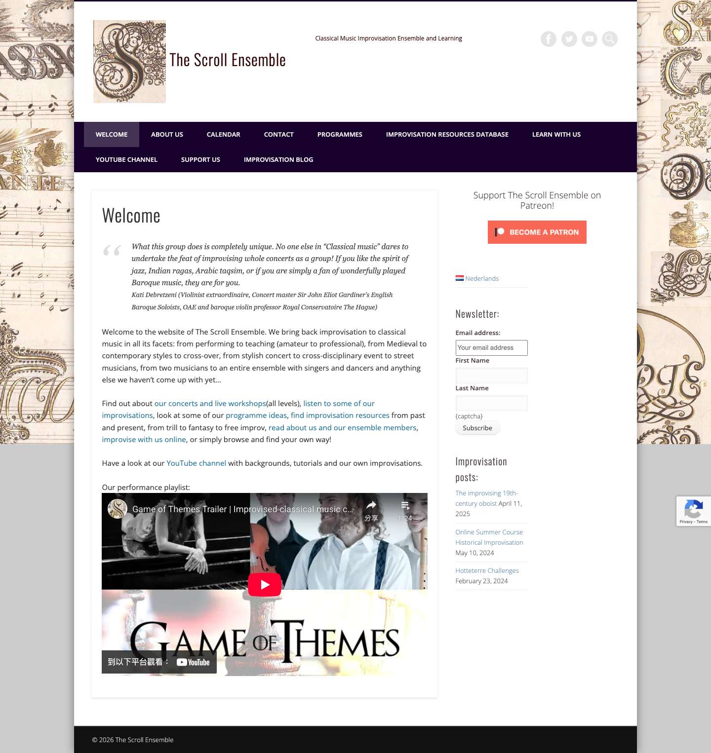 The Scroll Ensemble – Classical Music Improvisation Ensemble and Learning - Full Screenshot