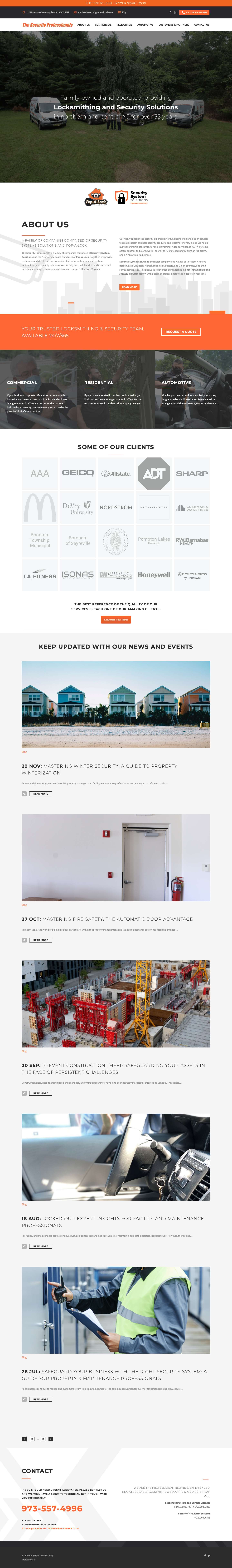 Family Owned and Operated Locksmithing and Security Solutions - The Security Professionals - Full Screenshot