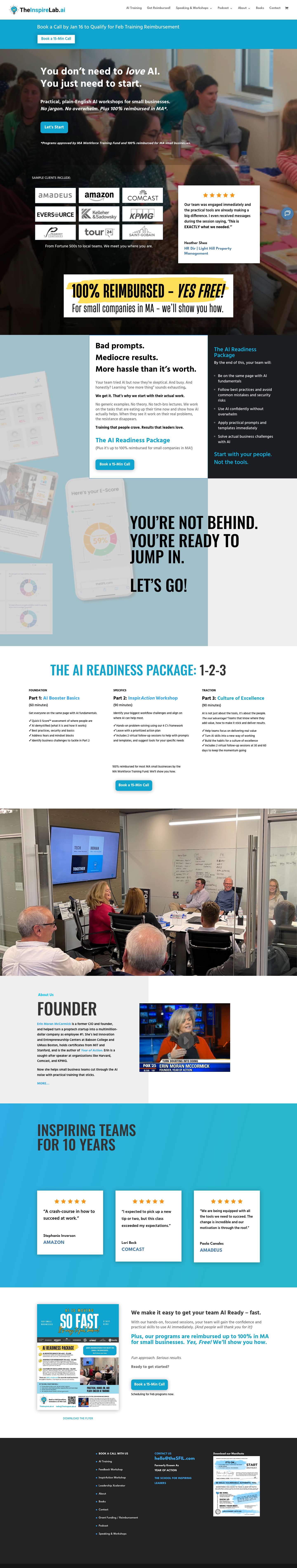 AI Training - Build AI-Ready Managers & Teams Fast - TheInspireLab.ai - Full Screenshot