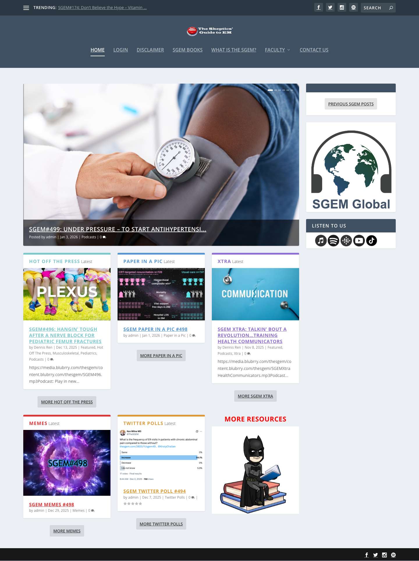 The Skeptics Guide to Emergency Medicine - Meet 'em, greet 'em, treat 'em and street 'em - Full Screenshot