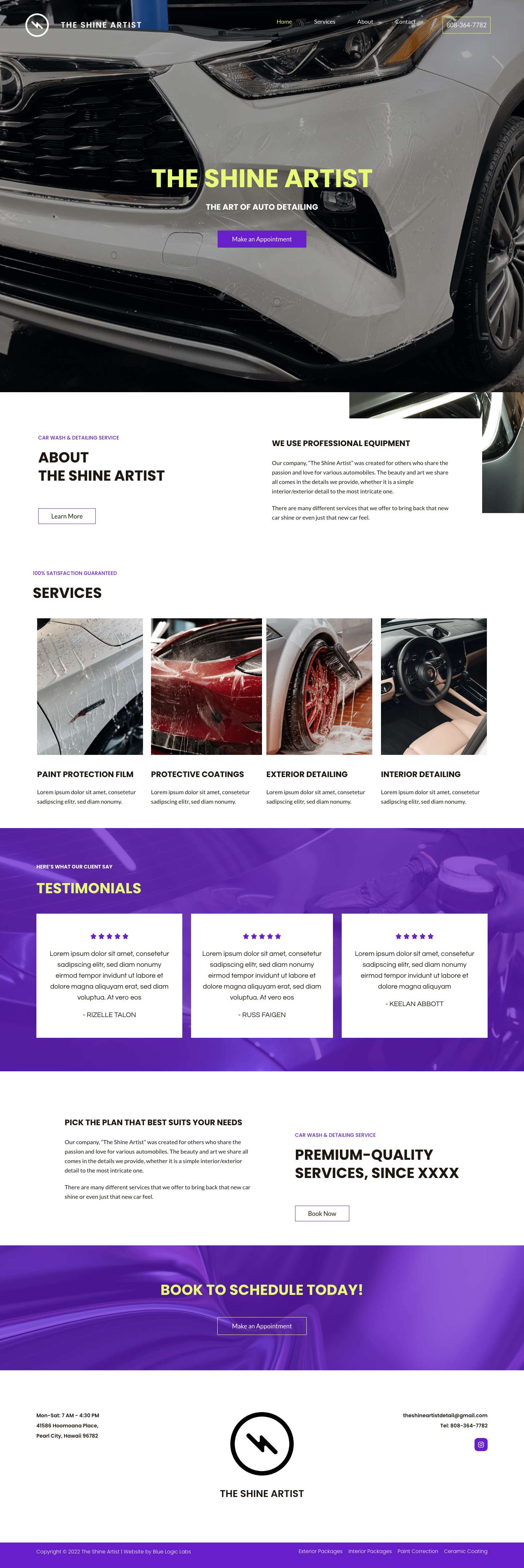 The Shine Artist | Auto Detailing in Honolulu, Hawaii - Full Screenshot