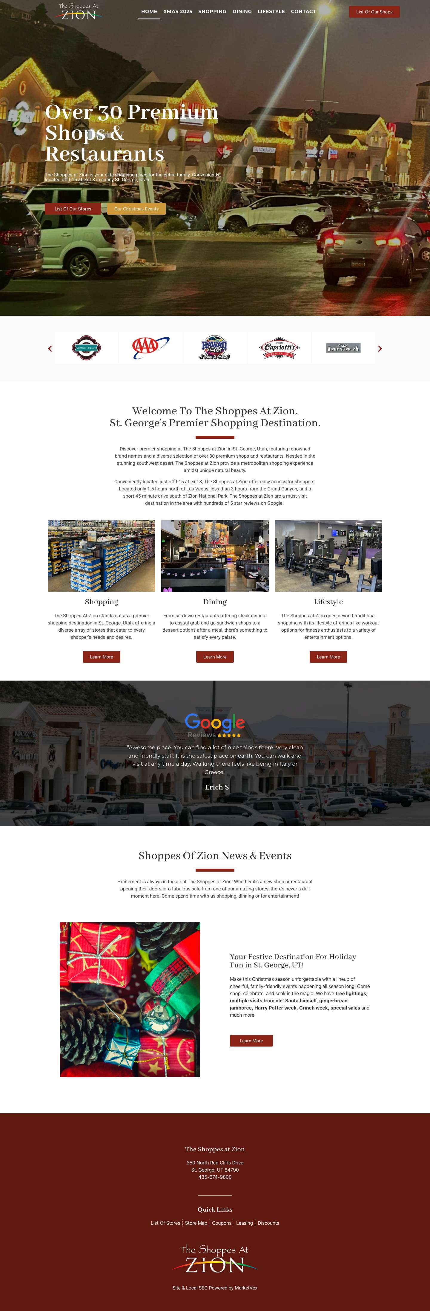 The Shoppes at Zion | Premium Shopping in St. George, Utah - Full Screenshot