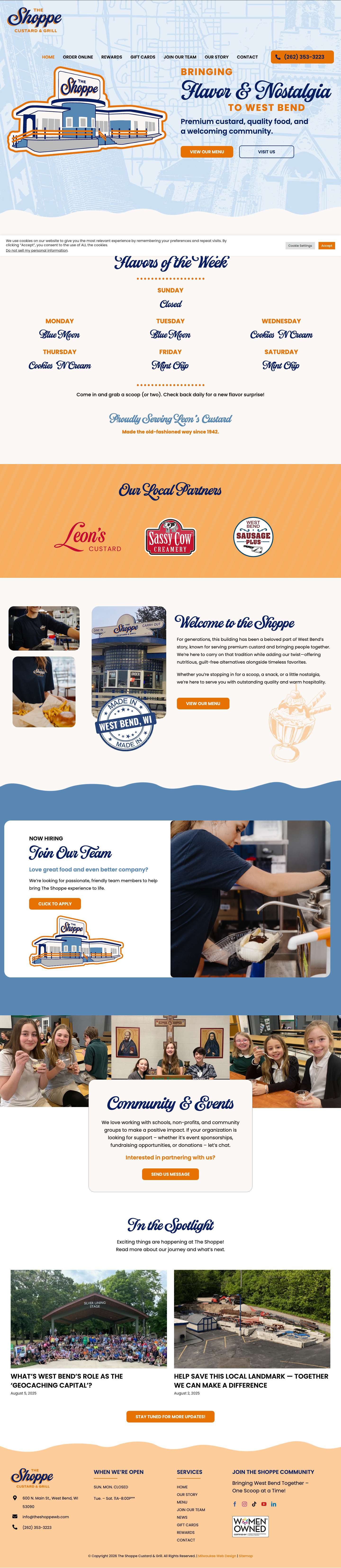 The Shoppe Custard & Grill - West Bend Custard and Quality Food - Full Screenshot