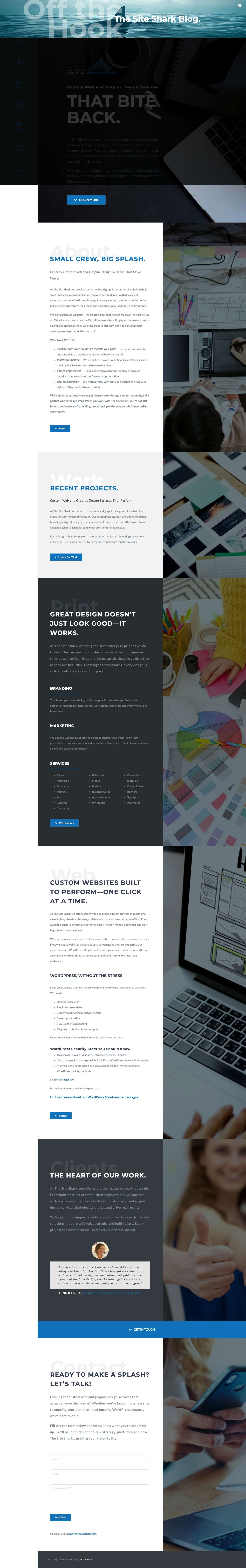 Custom Web and Graphic Design Services | The Site Shark - Full Screenshot