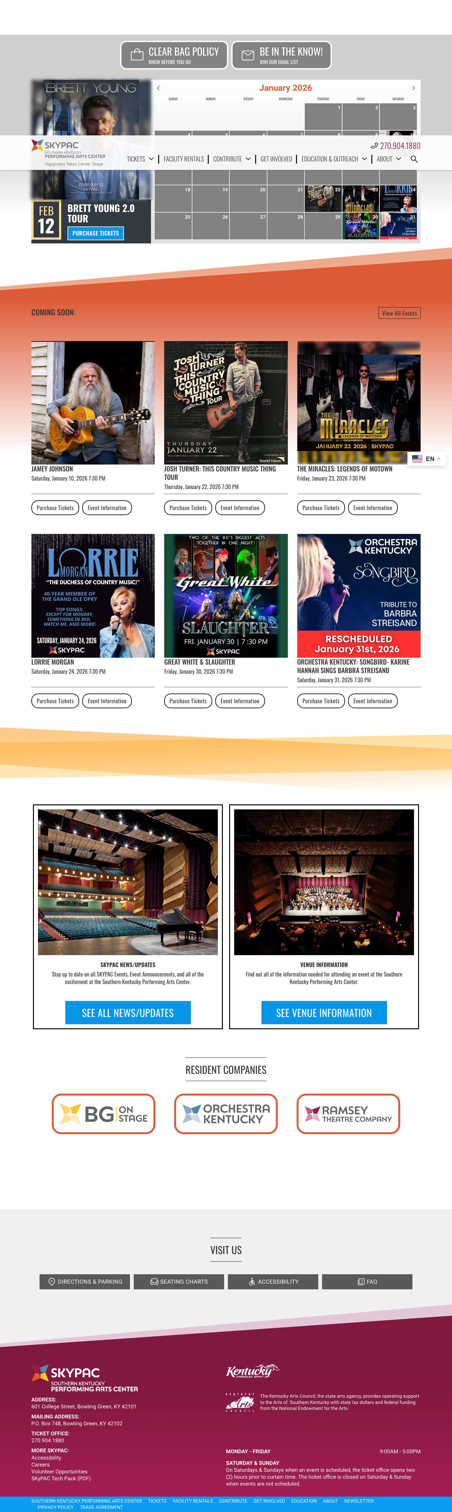 Southern Kentucky Performing Arts Center - SKyPAC - Full Screenshot