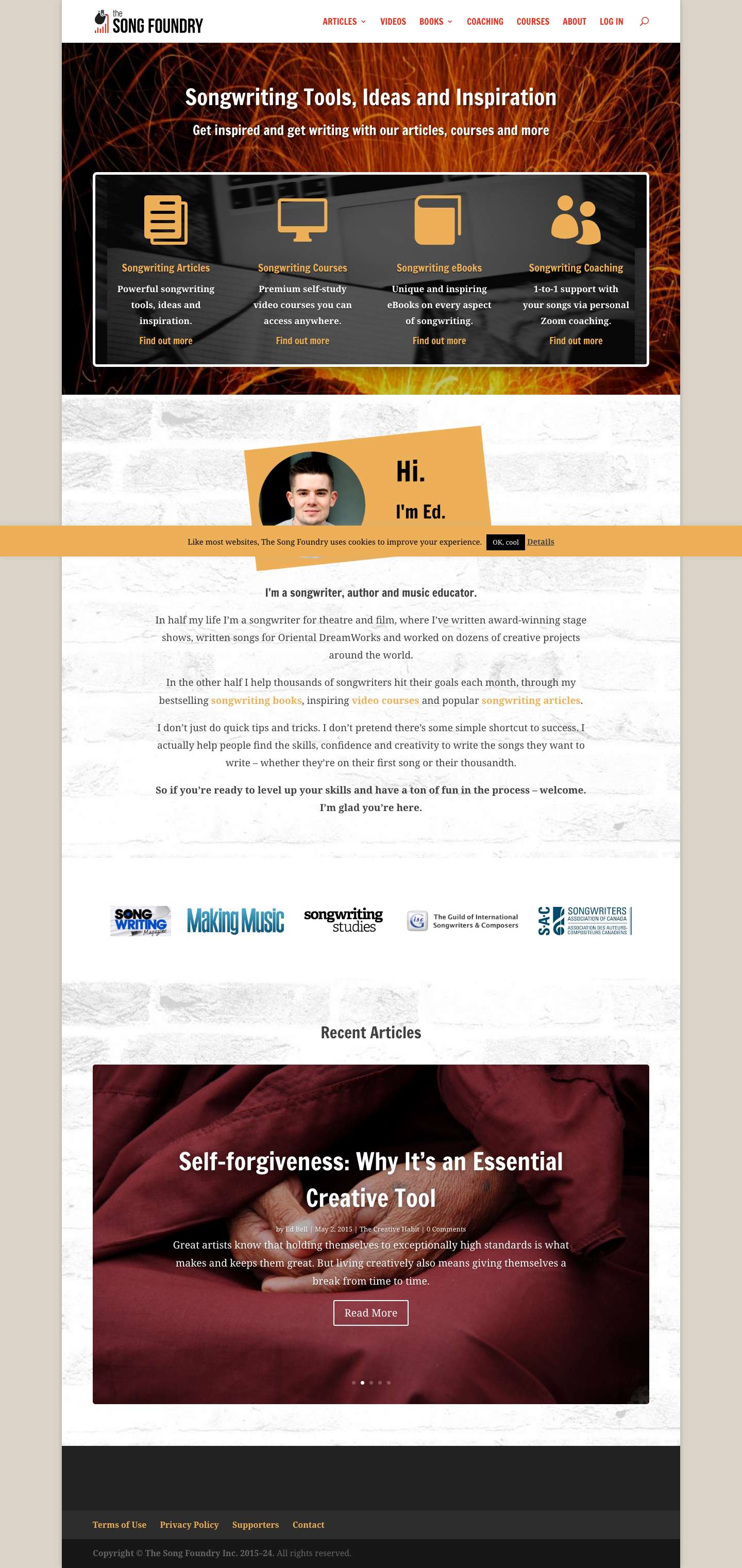 The Song Foundry | Songwriting Courses, eBooks and Articles - Full Screenshot