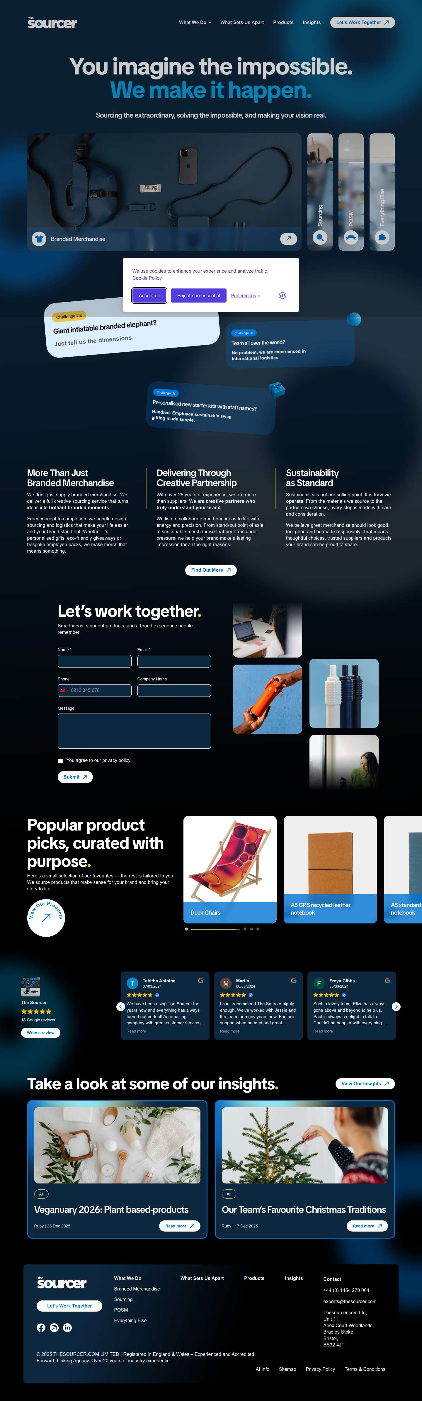 Branded Merchandise Sourcing Agency | The Sourcer - Full Screenshot