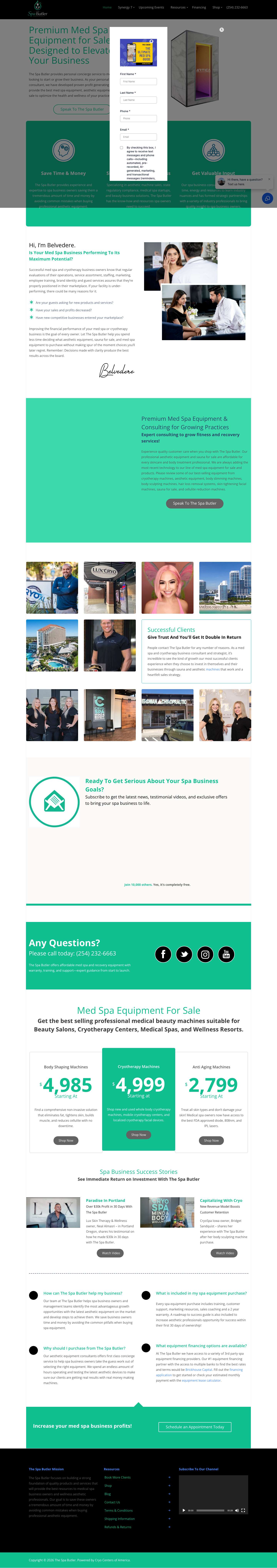 Med Spa Equipment for Sale & Consulting | The Spa Butler - Full Screenshot