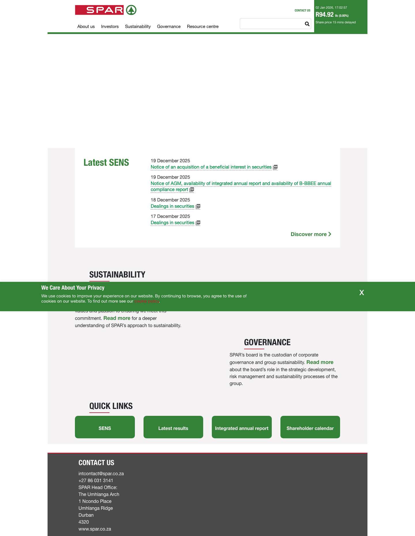 Home - SPAR Group website - Full Screenshot