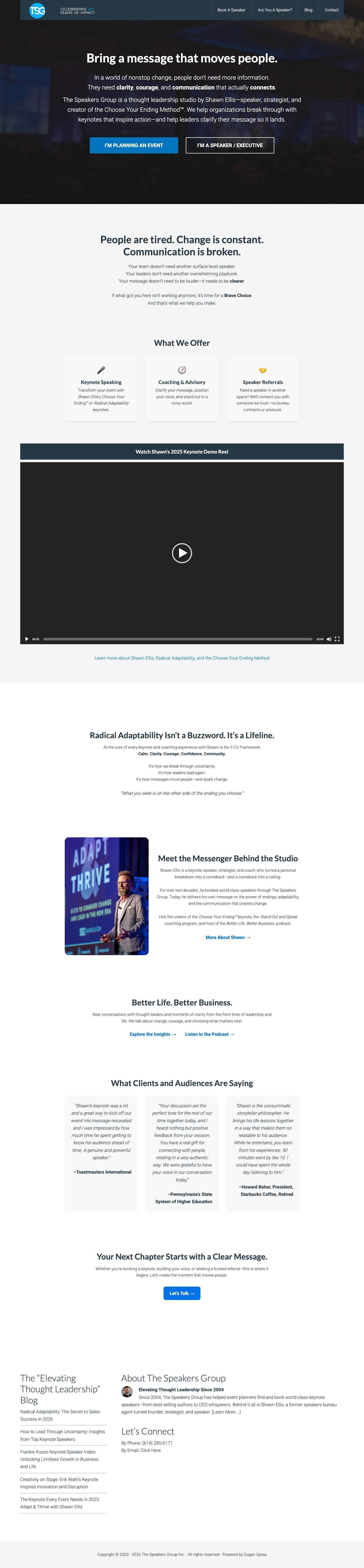 The Speakers Group - Speakers Bureau, Motivational Keynote Speakers, Speaker Marketing - Full Screenshot