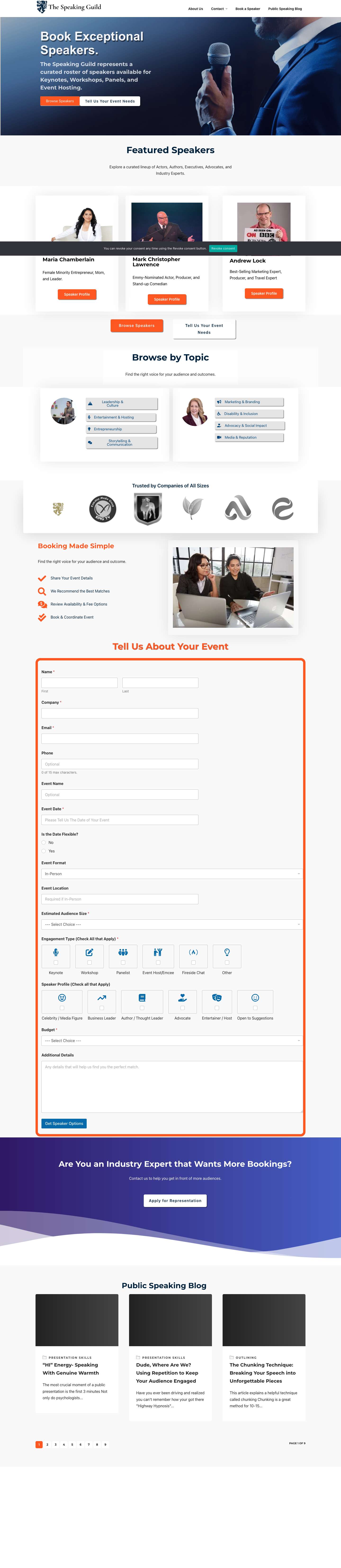 The Speaking Guild – Public Speaking Agency - Full Screenshot