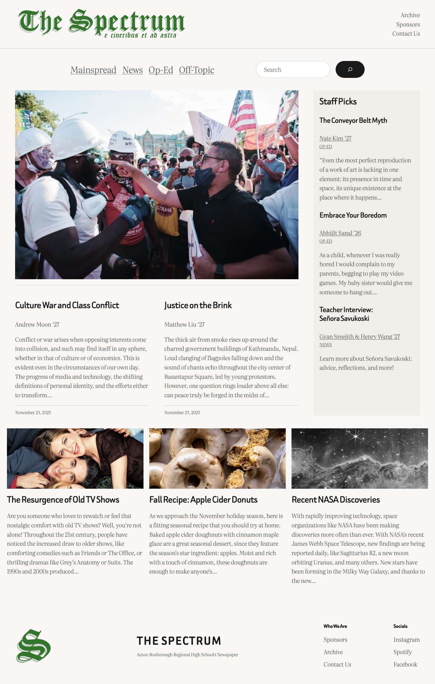 The Spectrum – Acton-Boxborough Regional High School's Newspaper - Full Screenshot