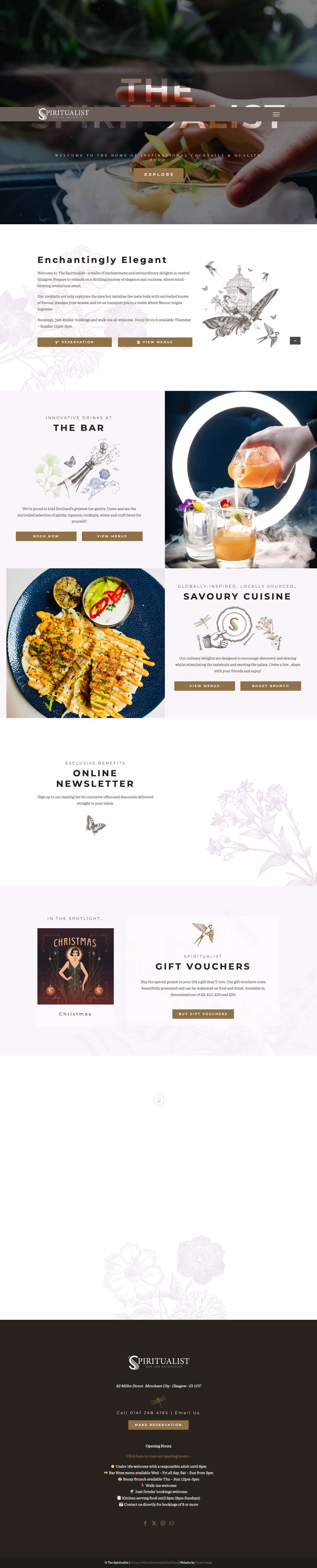 The Spiritualist Glasgow | Cocktails, Dining & Events - Full Screenshot