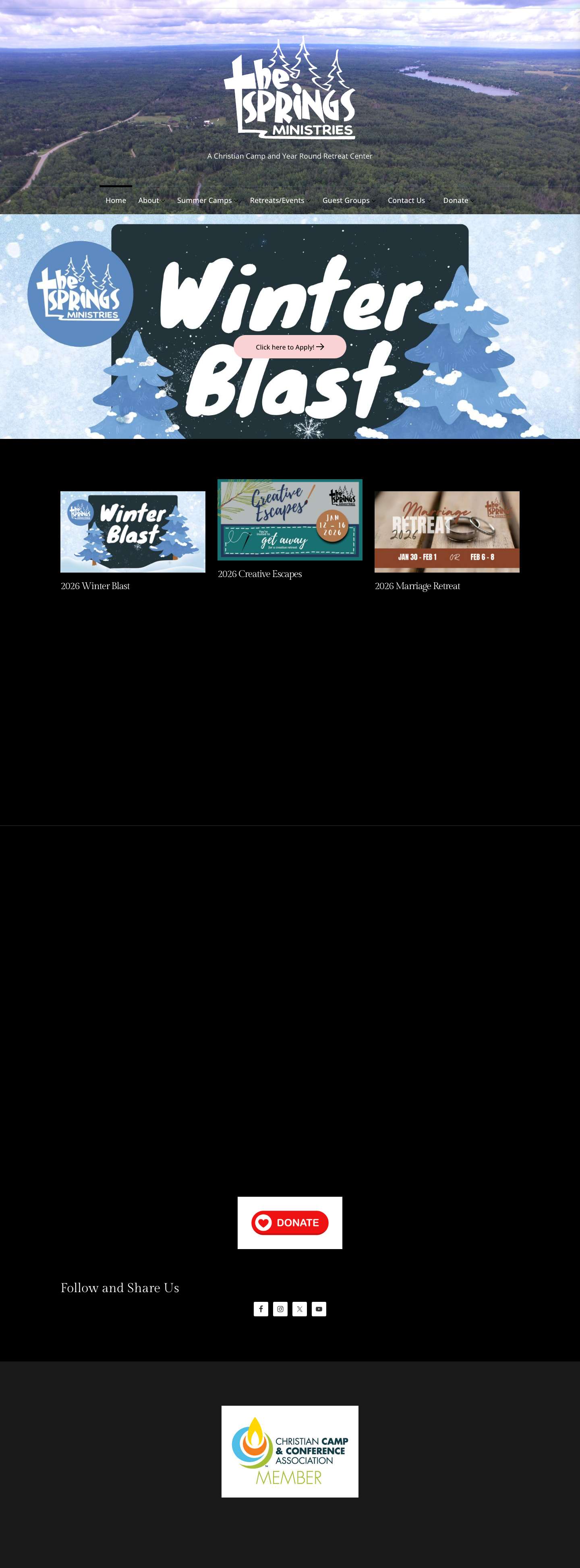 A Christian Camp and Year Round Retreat CenterFacebookInstagramTwitterYouTube - Full Screenshot