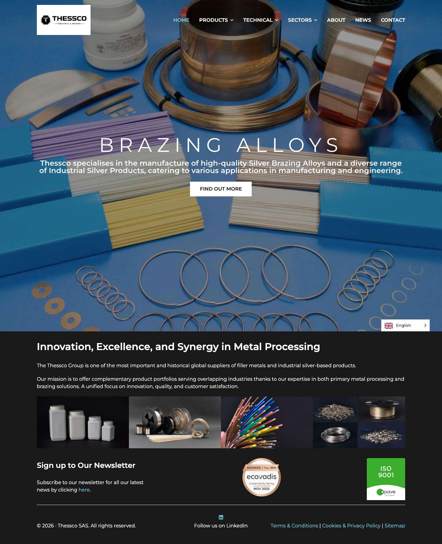 Thessco Group - Silver Brazing Alloys - Full Screenshot