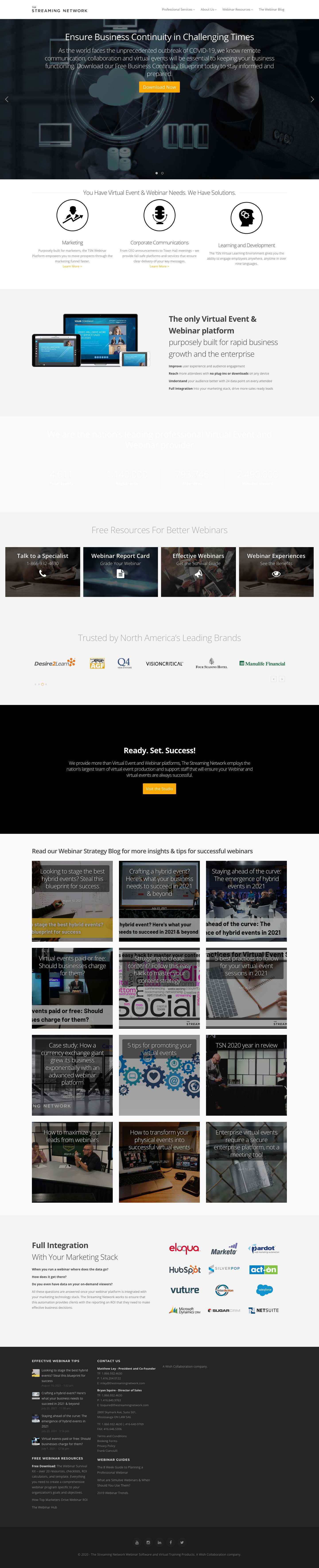 Webinar and Virtual Training Products by The Streaming Network - Full Screenshot