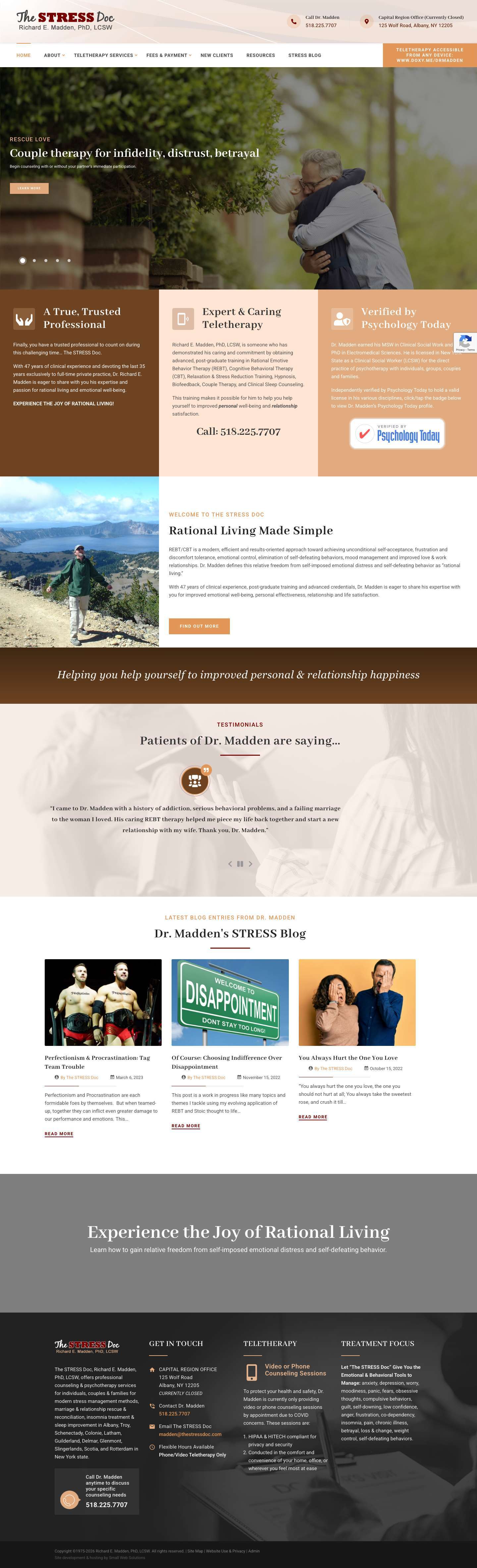 Professional Counseling, Psychotherapy | Richard E. Madden PhD, LCSW - Full Screenshot