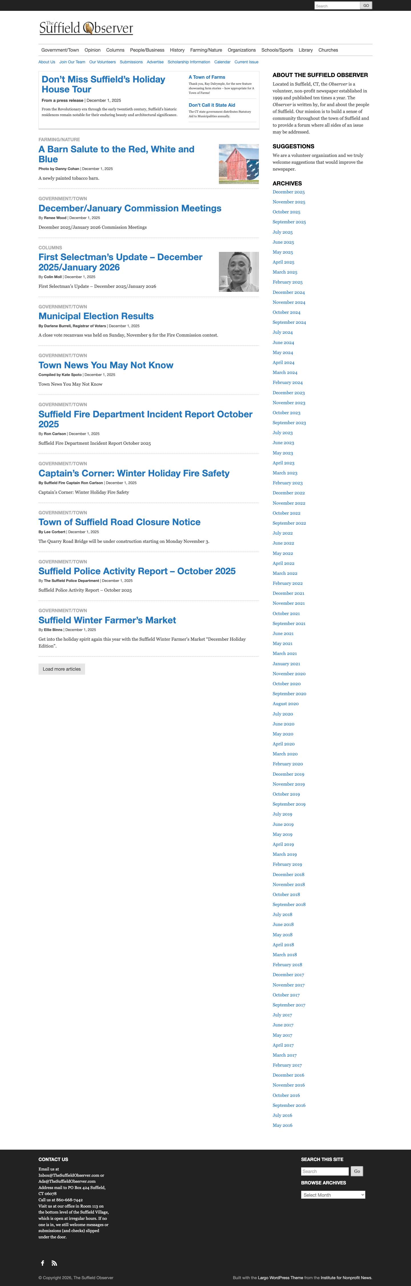 The Suffield Observer - A Watchful Messenger - Full Screenshot