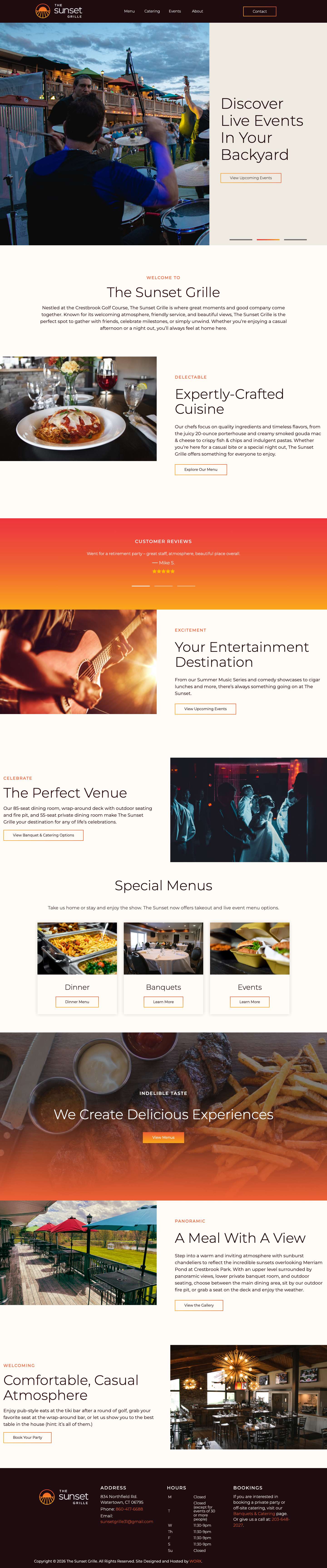 The Sunset Grille | Located in Watertown, CT - Full Screenshot