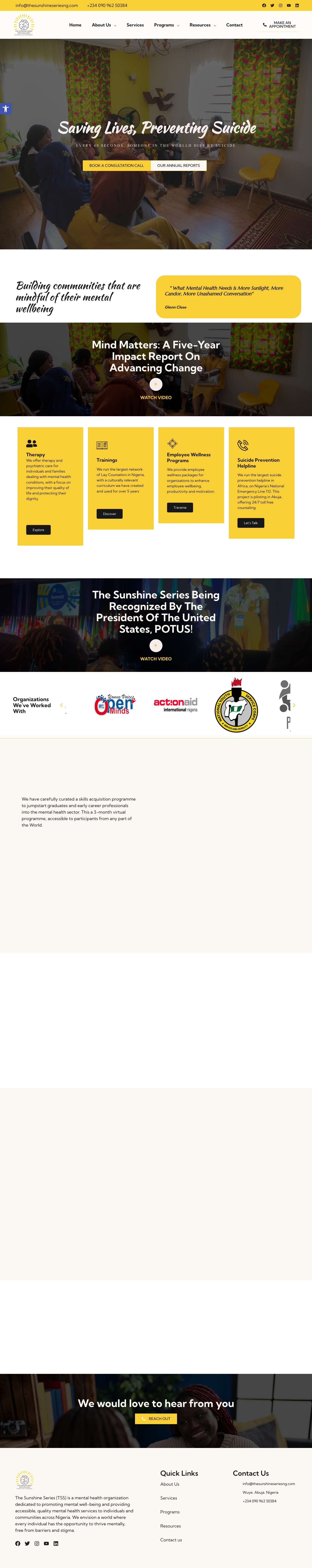 The Sunshine Series - A Mental Health Organisation in NigeriaAccessibility ToolsIncrease TextDecrease TextGrayscaleHigh ContrastNegative ContrastLight BackgroundLinks UnderlineReadable FontReset - Full Screenshot