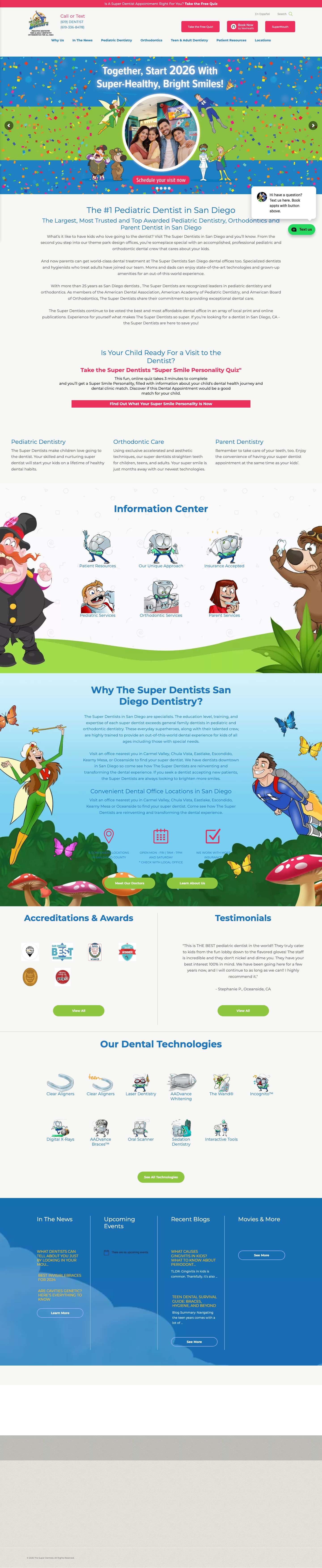 Pediatric Dentist in San Diego | The Super Dentists - Full Screenshot