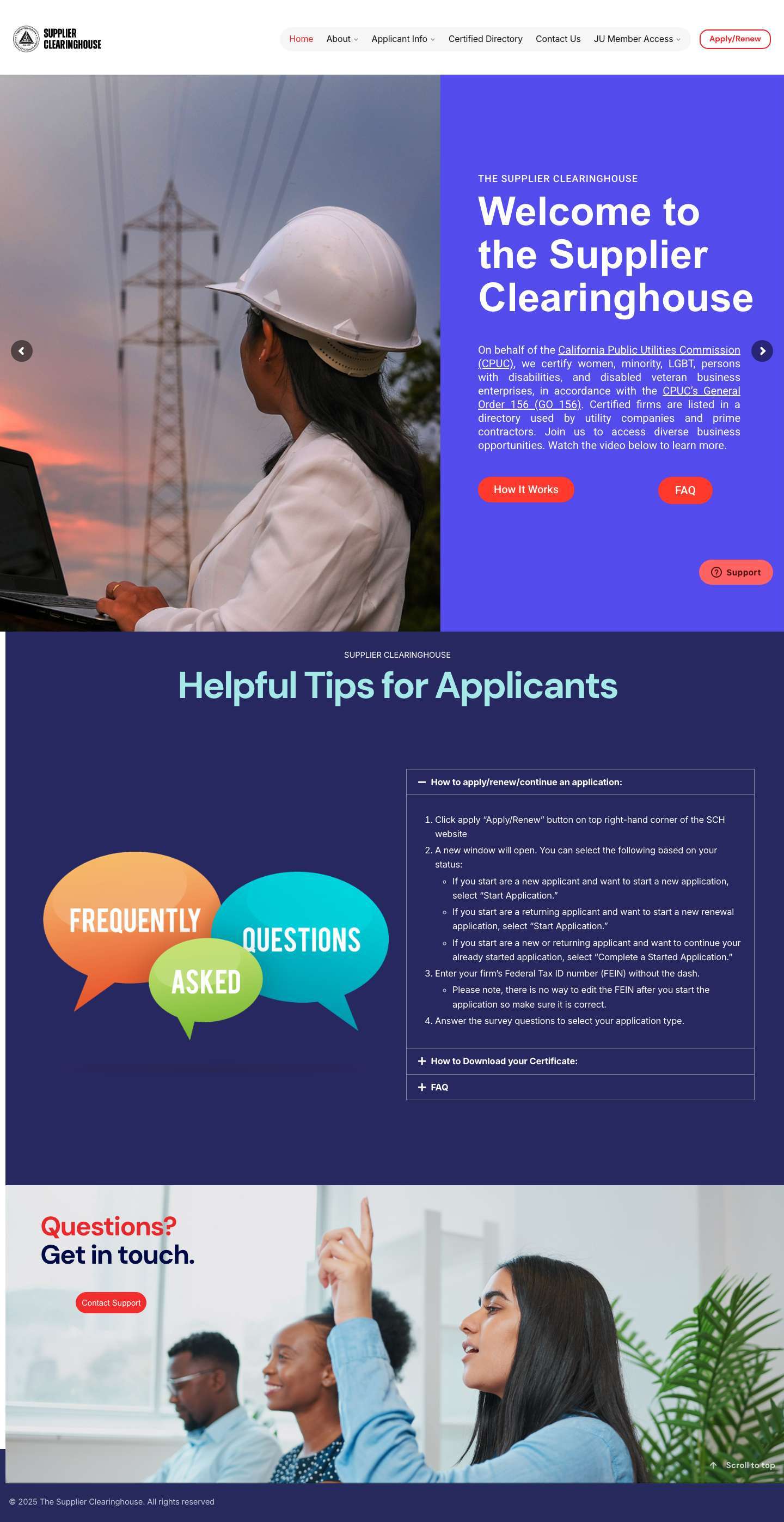 The Supplier Clearinghouse – Supplier Diversity Program - Full Screenshot