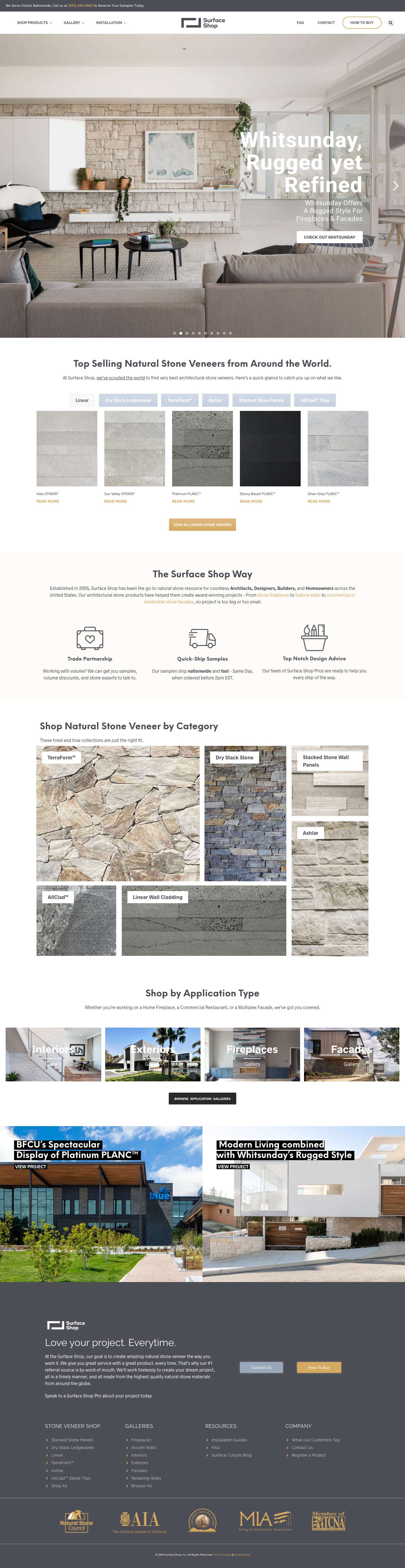 The Surface Shop | Natural Stone Veneer | Walling Products - Full Screenshot