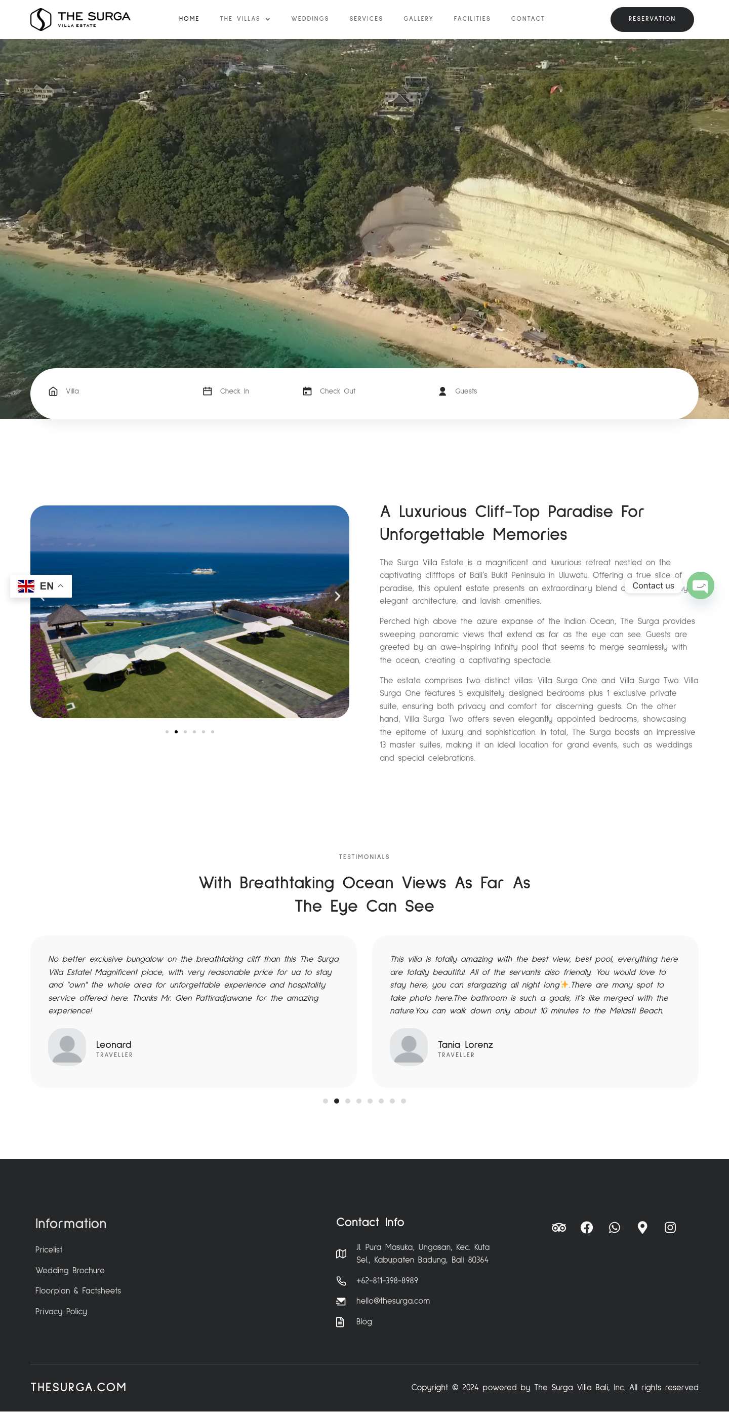 Home - The Surga : Bali Villa Wedding | Uluwatu Wedding Venue - Full Screenshot