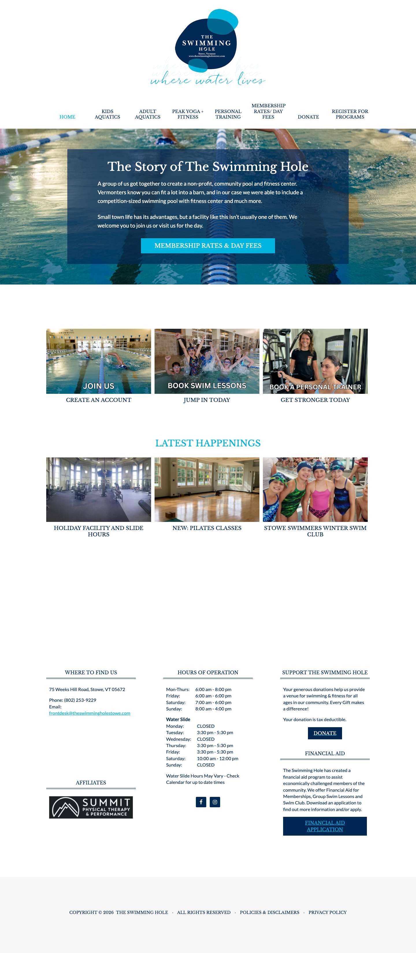 The Swimming Hole | Where Water LivesFacebookInstagram - Full Screenshot