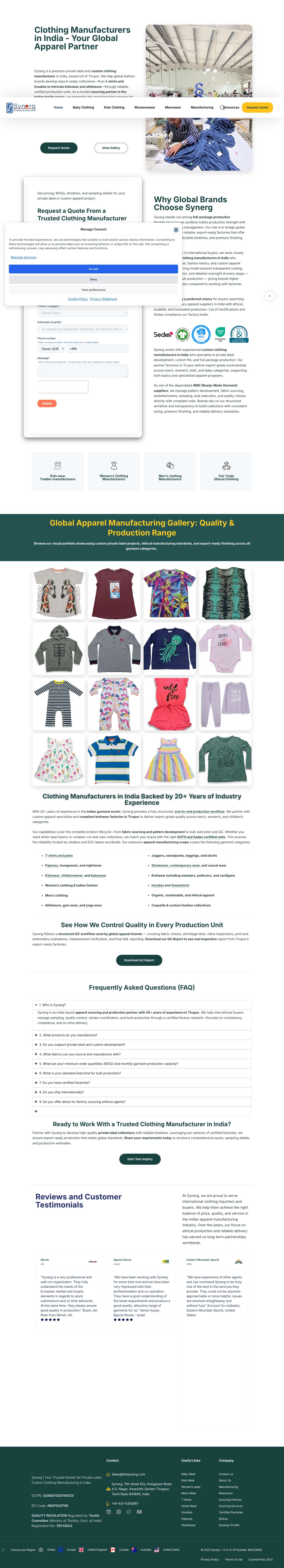 Clothing Manufacturers In India | Private Label & Custom Apparel - Full Screenshot