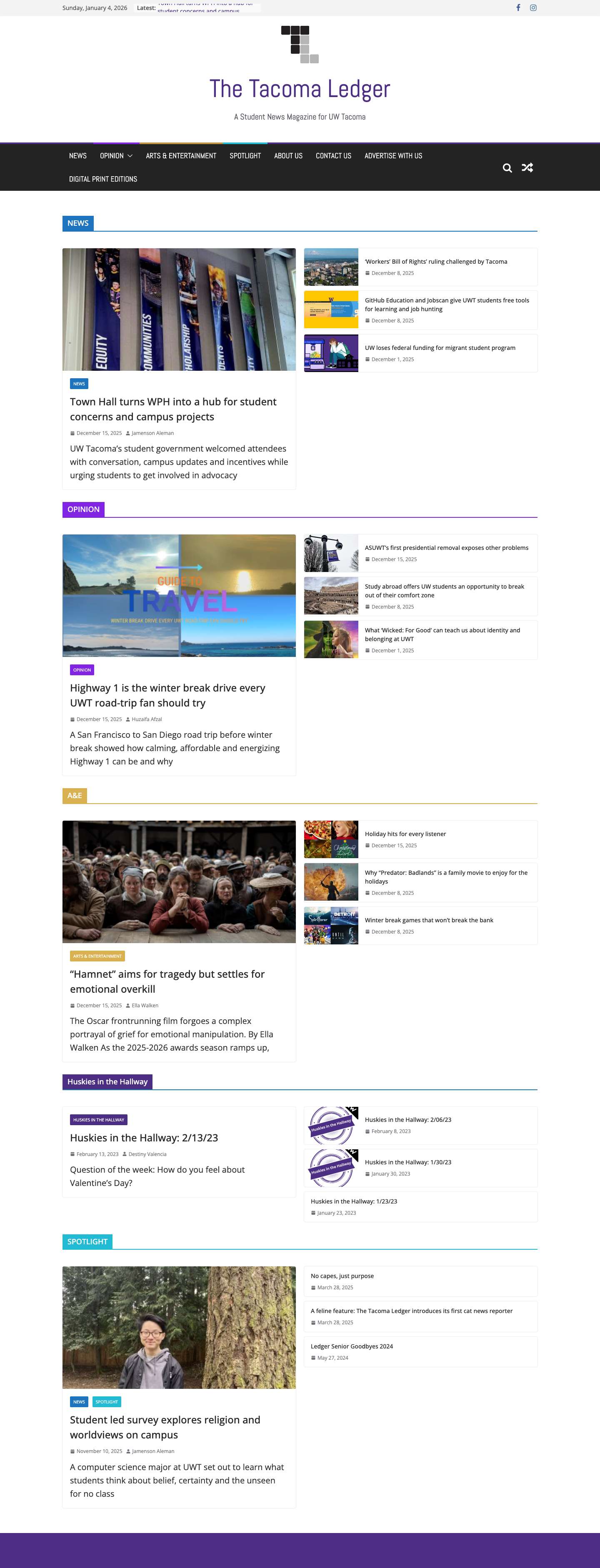 The Tacoma Ledger – A Student News Magazine for UW Tacoma - Full Screenshot