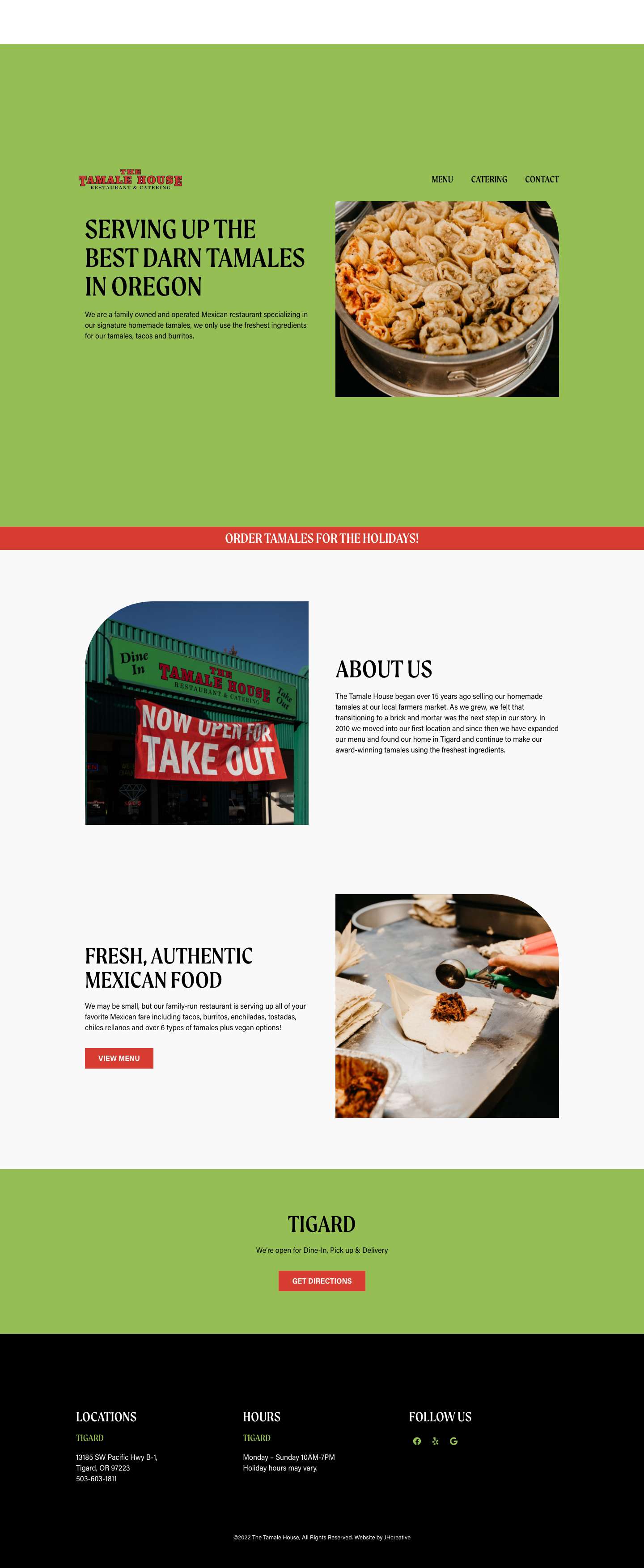 Homemade Tamales Tigard Oregon - The Tamale House - Full Screenshot