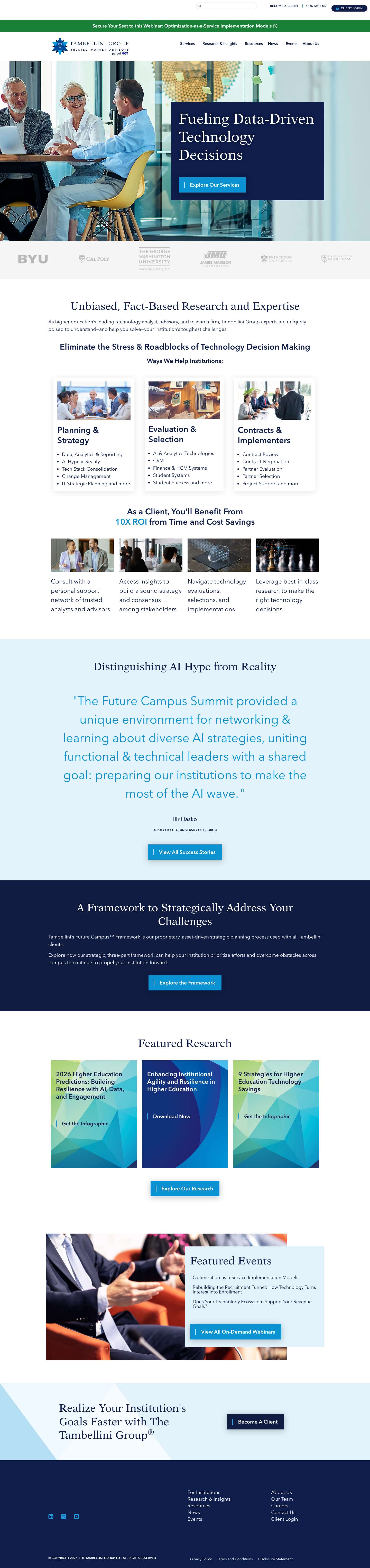 Leading Higher Education Analyst Firm - The Tambellini Group - Full Screenshot