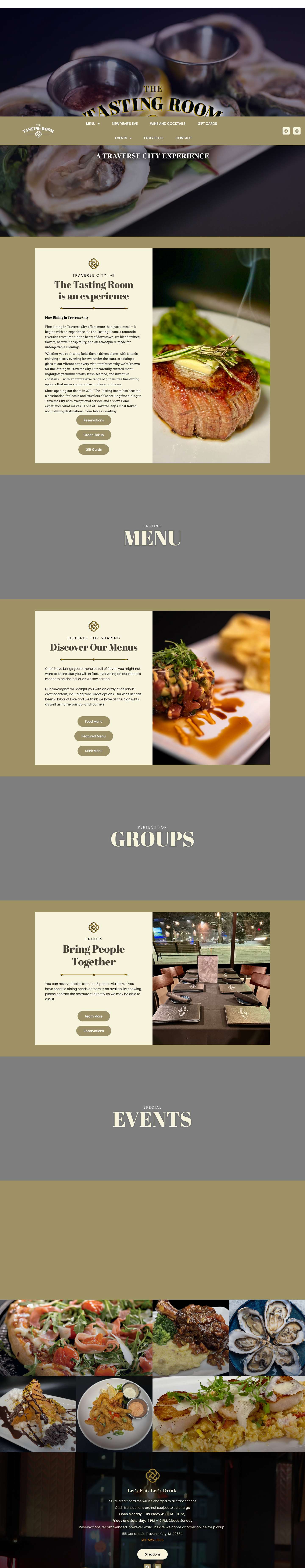 Fine Dining in Traverse City | The Tasting Room - Full Screenshot