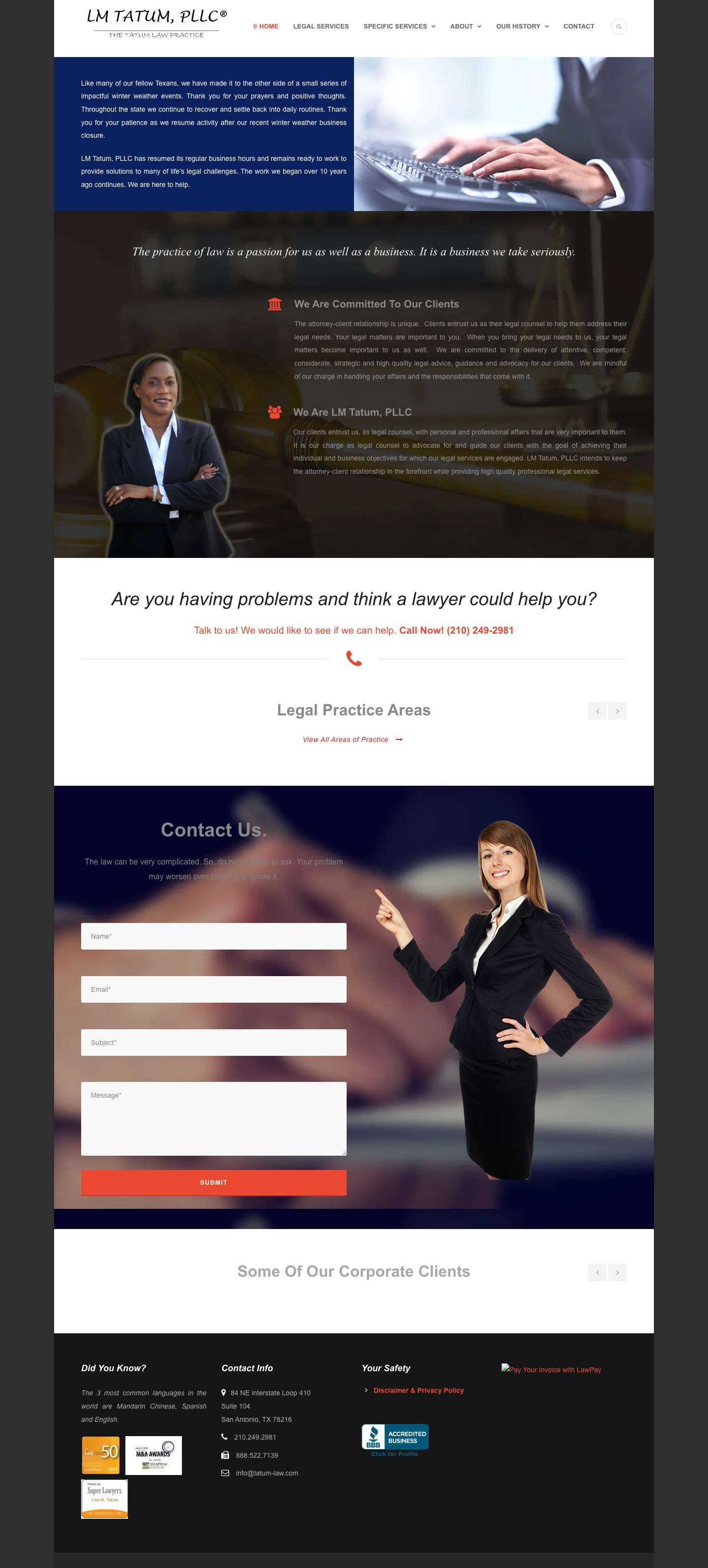 LM Tatum, PLLC, The Tatum Law Practice, San Antonio, TX - Full Screenshot