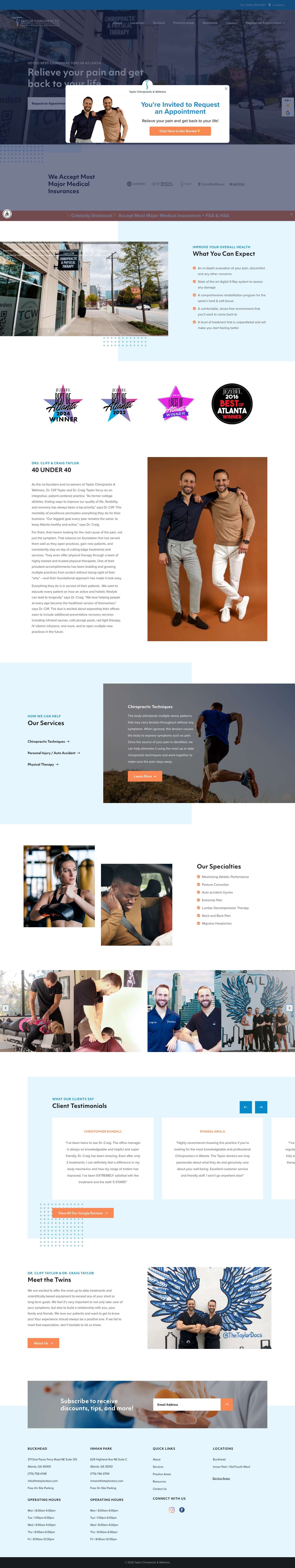 Voted Best Atlanta Chiropractors Near Me - Taylor Chiropractic - Full Screenshot