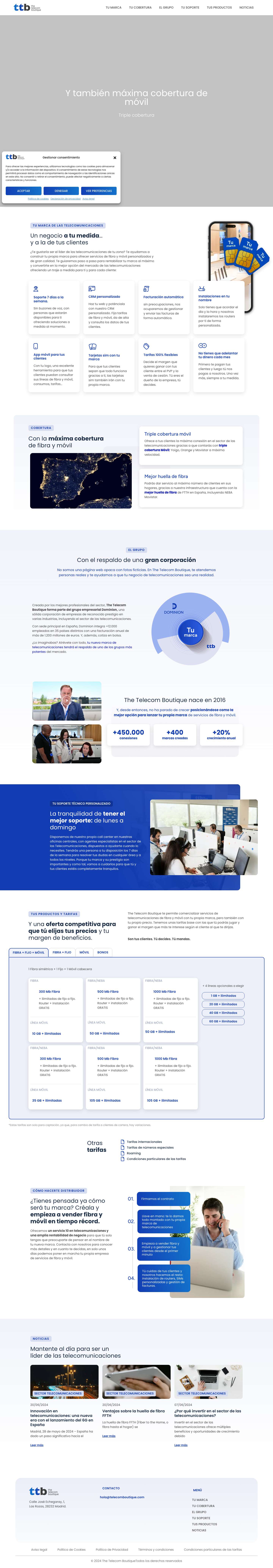 Crea tu marca de fibra y móvil - The Telecom Boutique - Full Screenshot