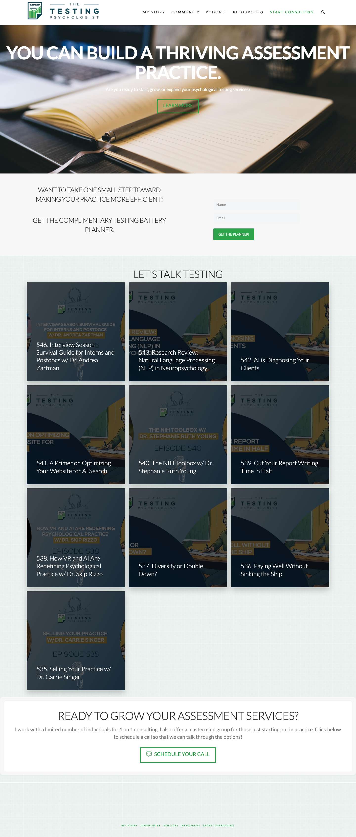 The Testing Psychologist | Helping psychologists, neuropsychologists, and mental health practitioners start, grow, and scale assessment services in private practice - Full Screenshot