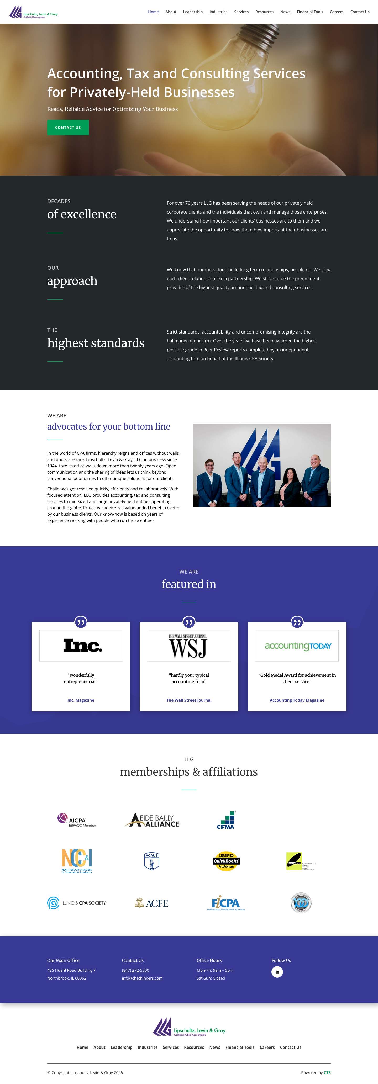 Lipschultz, Levin & Gray - Advocates for Your Bottom Line - Full Screenshot