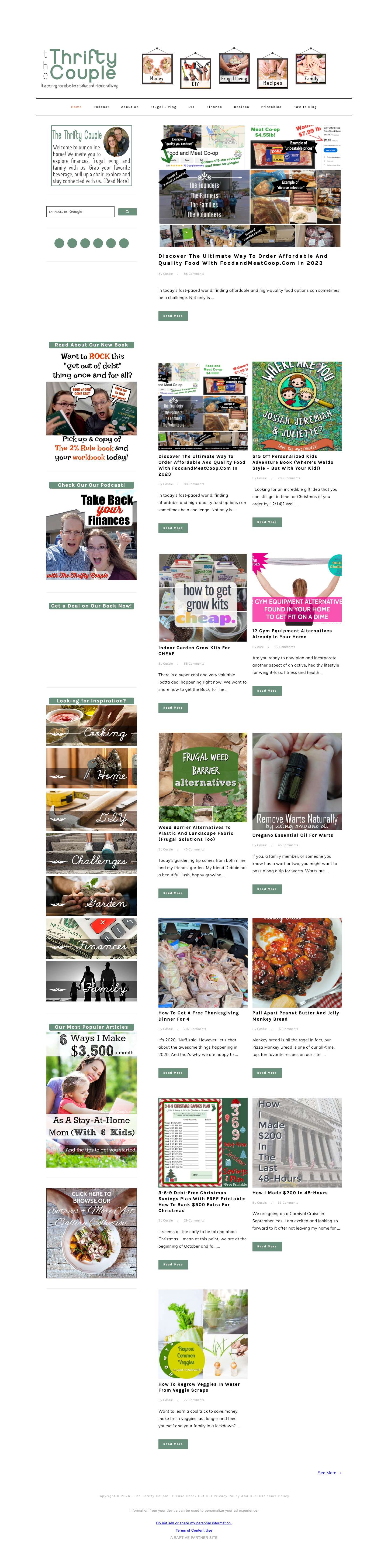 The Thrifty Couple - Discovering new ideas for creative and intentional living.EmailFacebookInstagramPinterestRSSTwitter - Full Screenshot