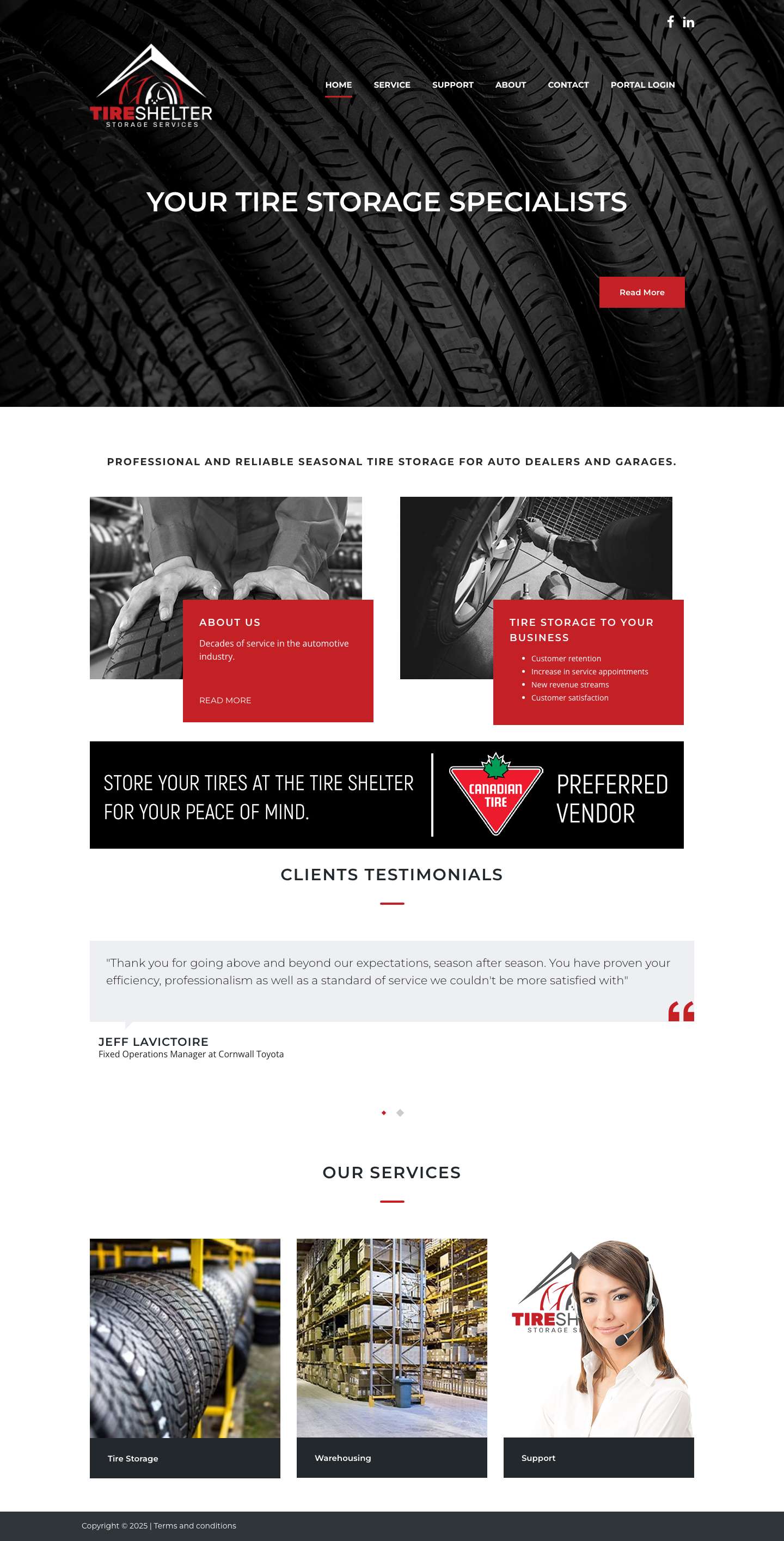 The Tire Shelter - Exceptional Tire Storage Service - Full Screenshot