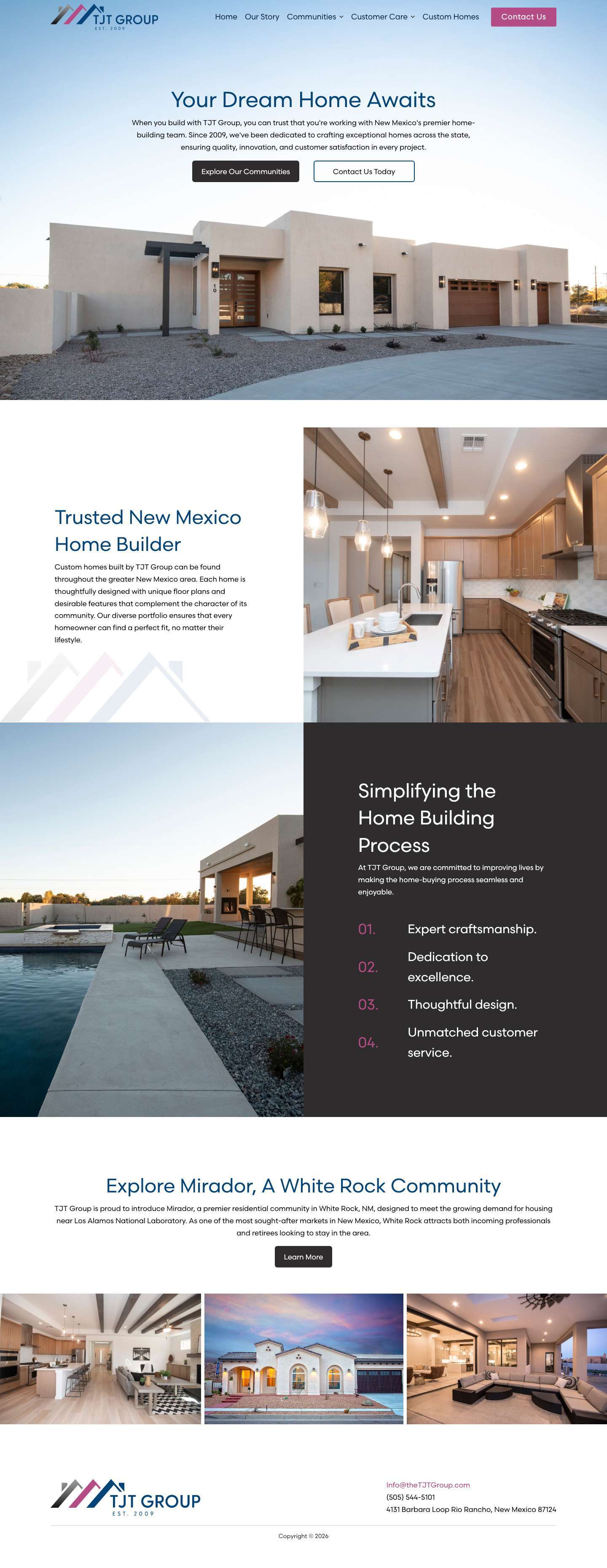 TJT Group | Luxury Home Builder Albuquerque & Rio Rancho - Full Screenshot