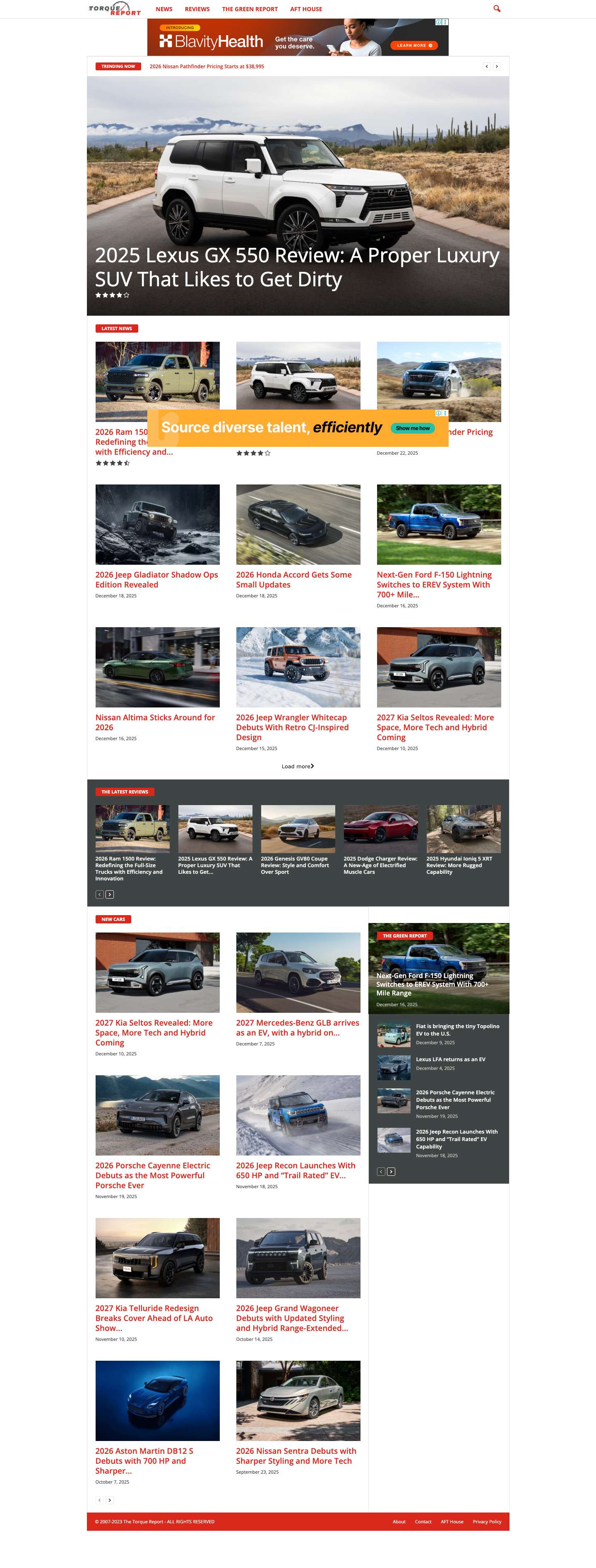 The Torque Report - Daily Auto News and Car Reviews - Full Screenshot