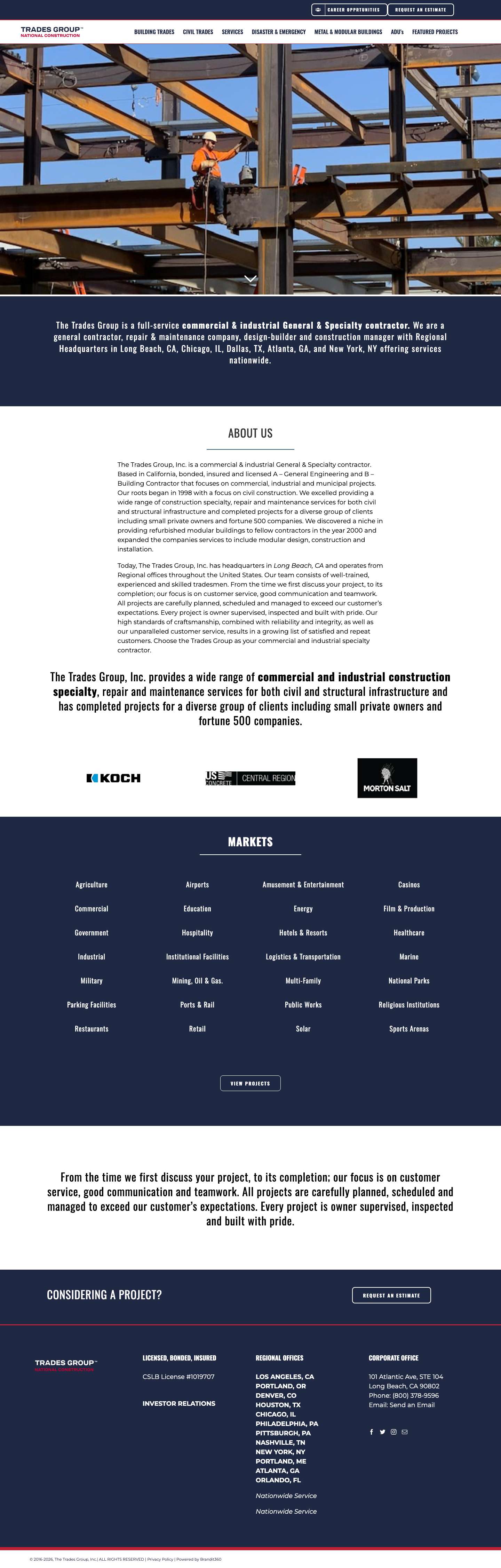 Commercial & Industrial General & Specialty Contractor | The Trades Group - Full Screenshot