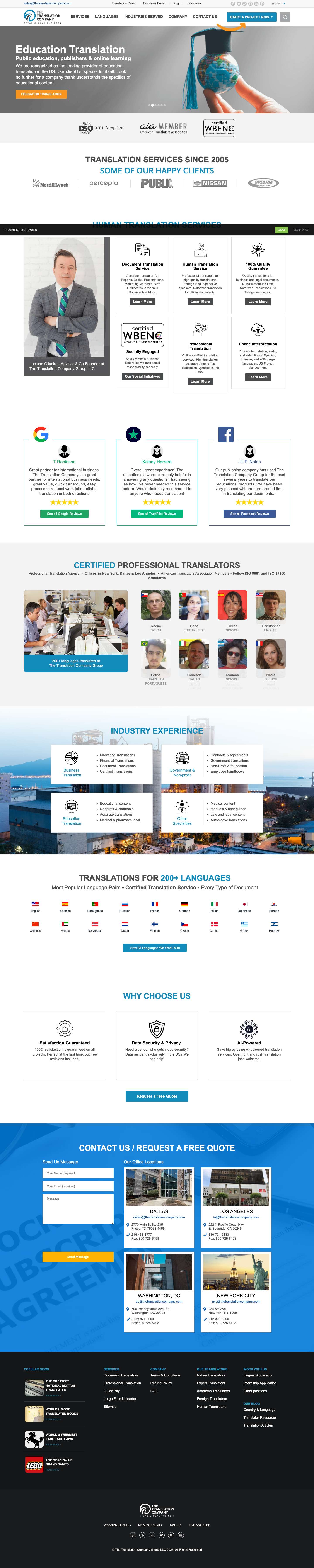 Professional Translation Services - USA - The Translation Company - Full Screenshot