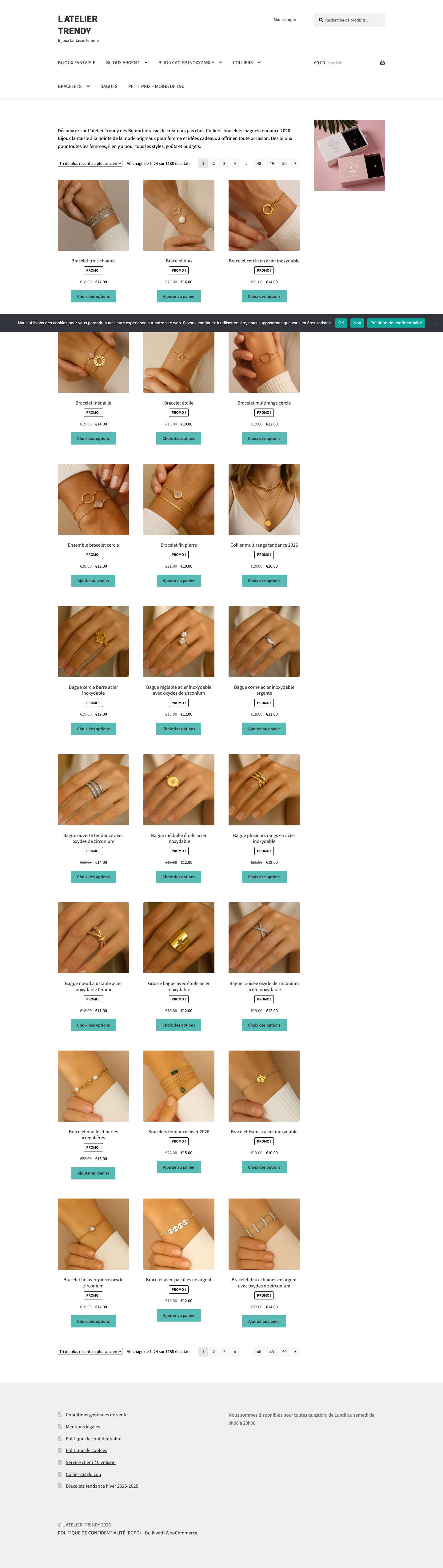 Bijoux fantaisie - L'ATELIER TRENDY - Full Screenshot