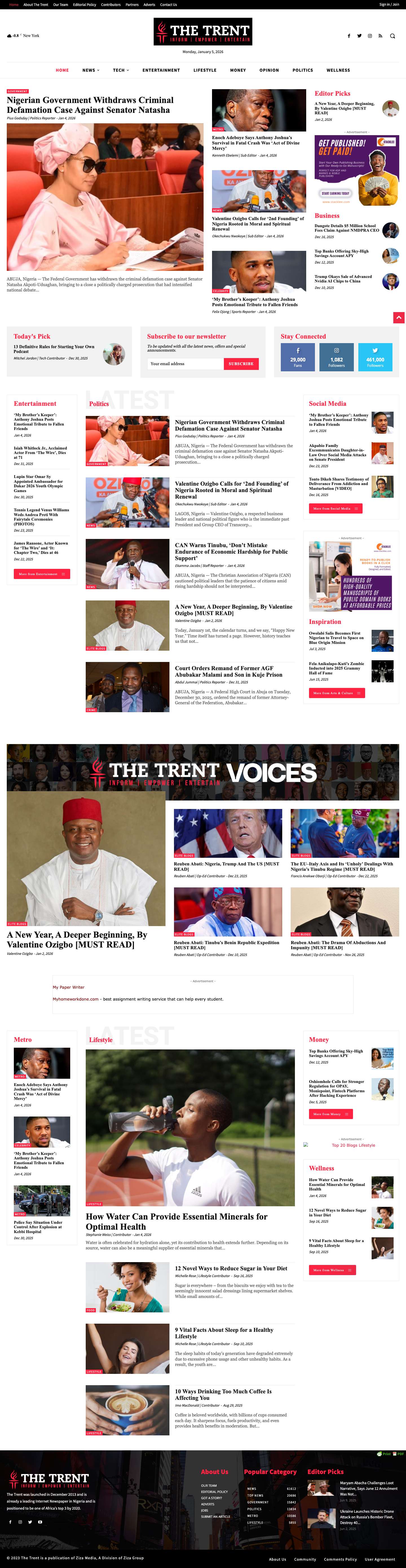 The Trent - Breaking News, Headlines News, Nigerian NewsThe Trent - Breaking News, Headlines News, Nigerian News - Full Screenshot