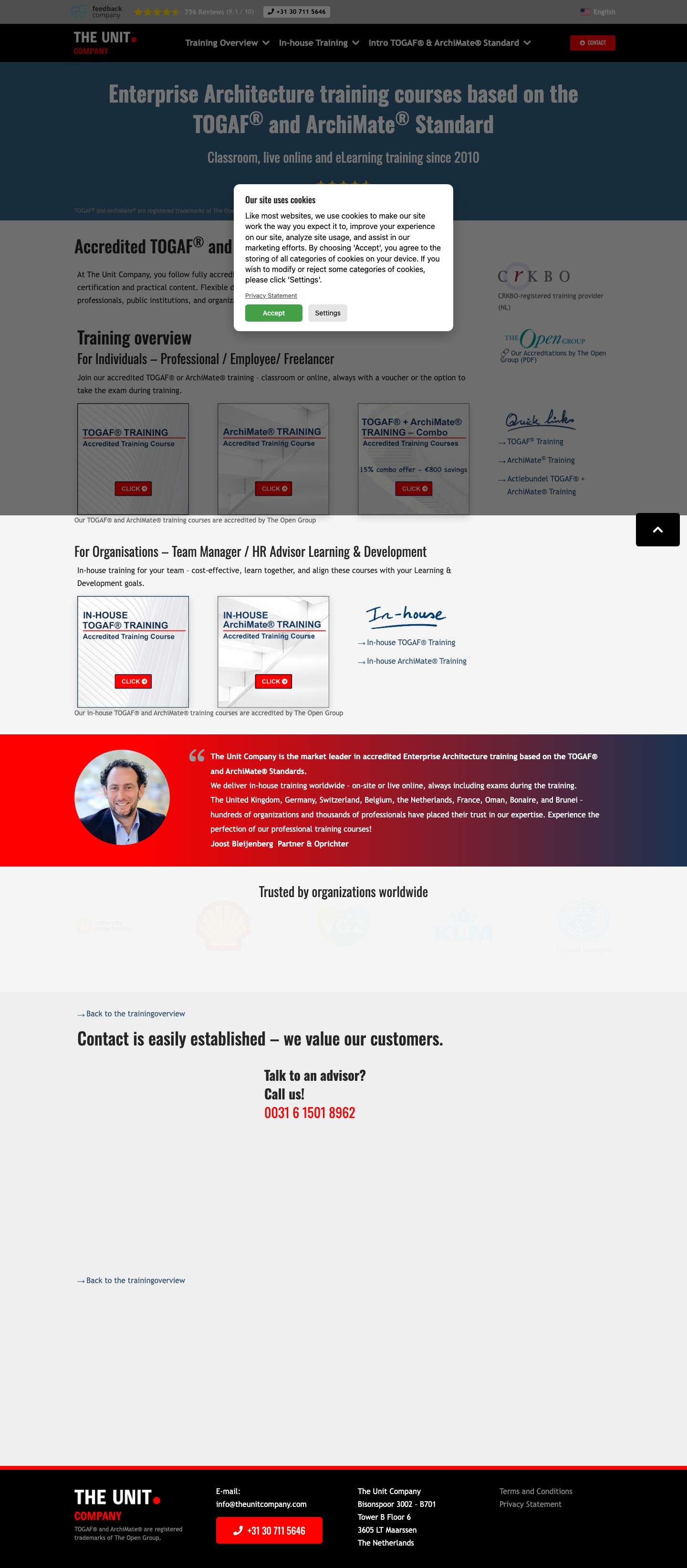 TOGAF® and ArchiMate® Training courses – Accredited - Full Screenshot