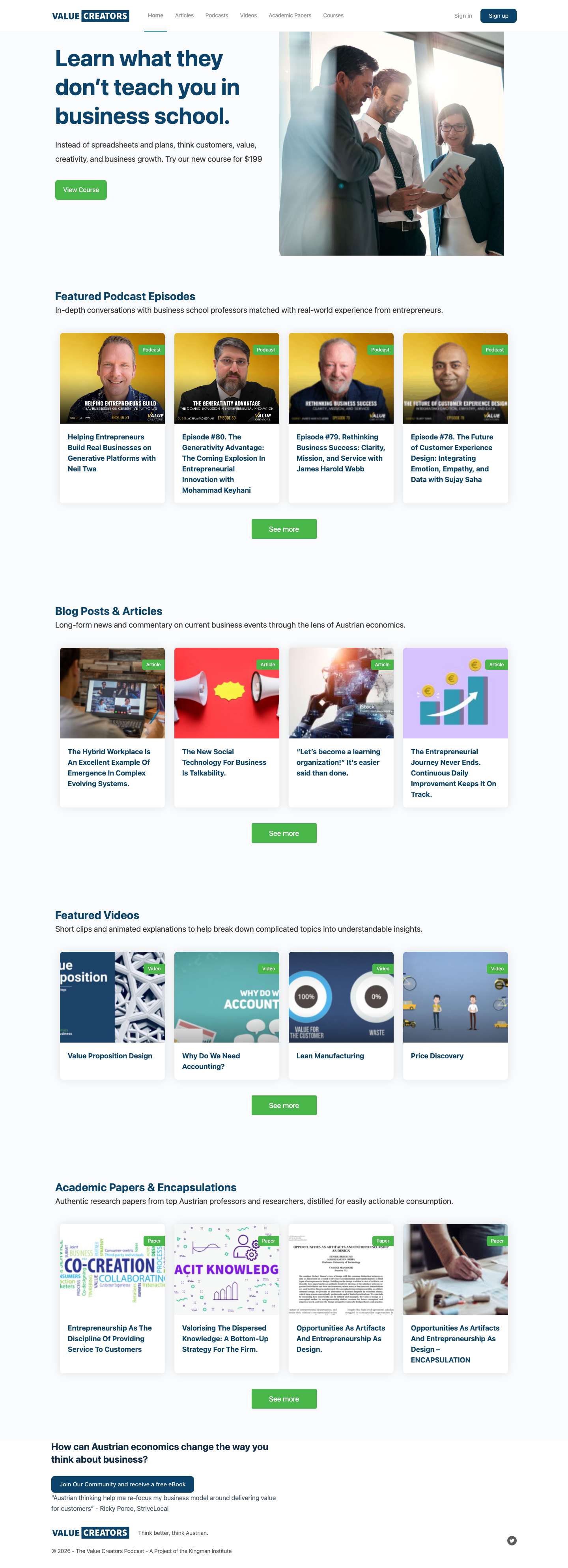 Entrepreneurial Intelligence - The Value Creators - Full Screenshot