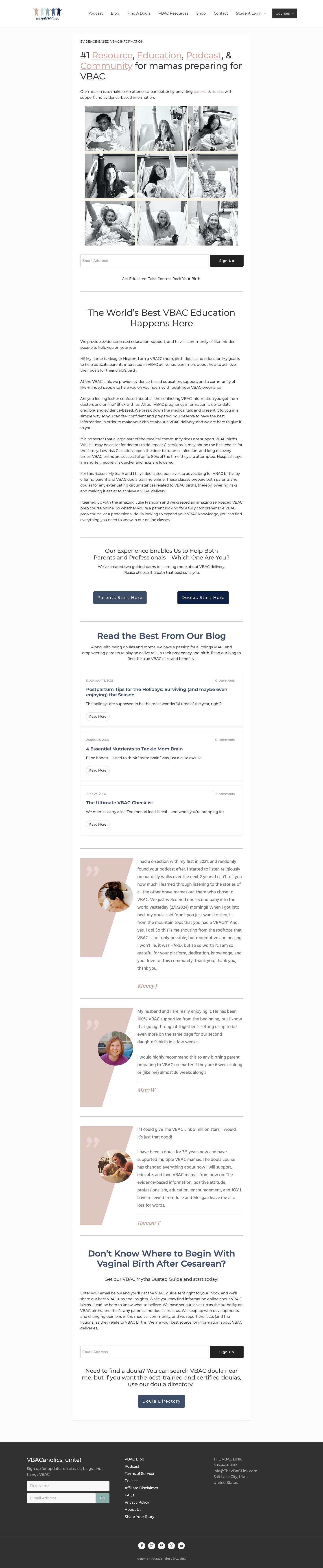 VBAC Education for Mothers and Doulas | The VBAC LinkEmailFacebookInstagramPinterestTwitterYouTubeFacebookInstagramPinterestTwitterYouTube - Full Screenshot